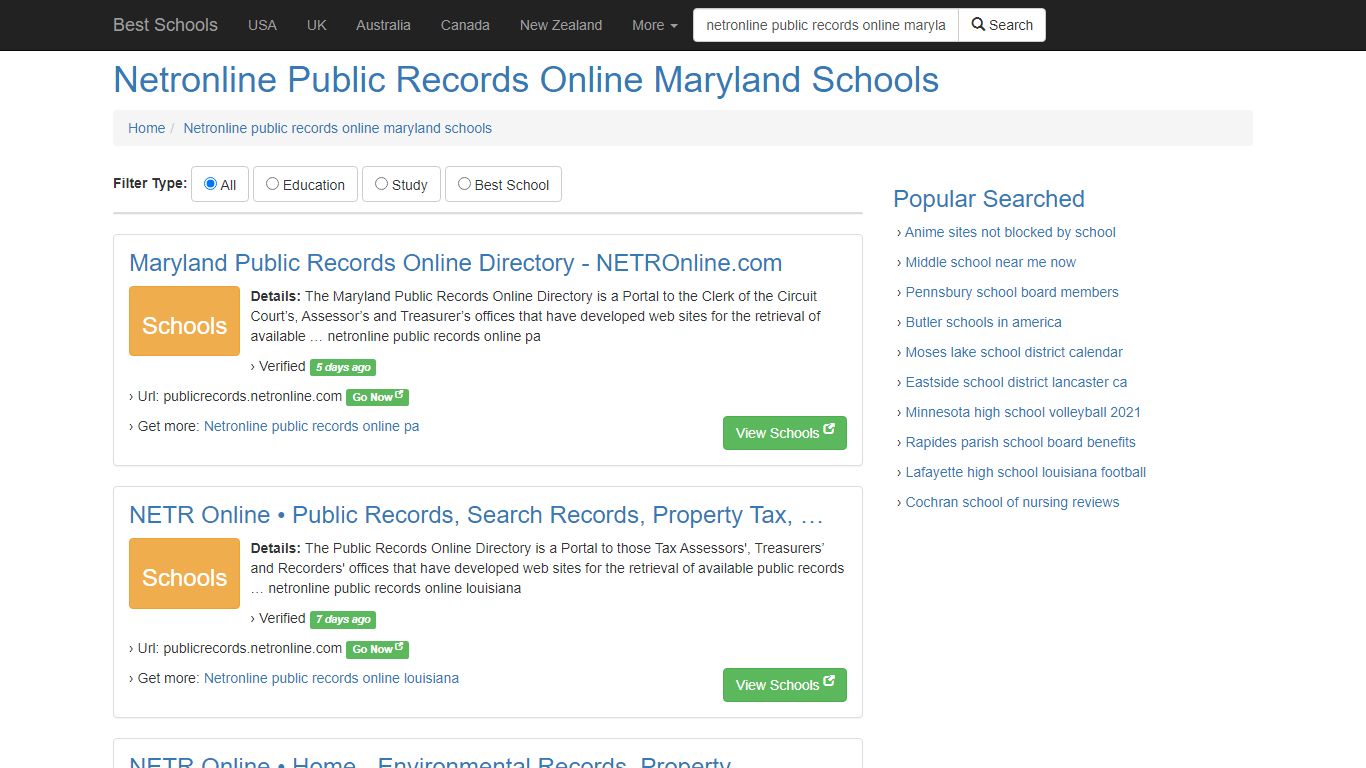 Netronline Public Records Online Maryland Schools